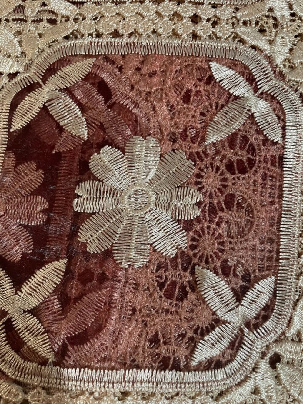 Elegant Floral Lace Tablecloth 60"x90" Rectangular With Intricate Embroidery - Picture 10 of 10